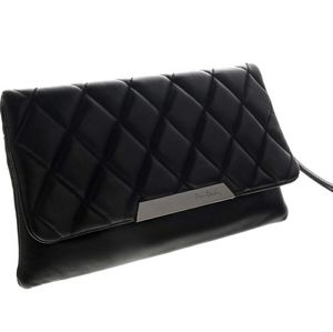 Black Leather Clutch  Made in Italy